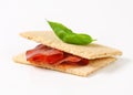 Whole grain crisp bread with smoked beef Royalty Free Stock Photo