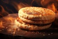 Whole grain English muffin healthy food background