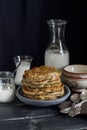 Whole grain pancakes. Healthy food. Royalty Free Stock Photo