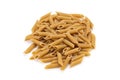 Whole Grain penne pasta from durum wheat on white background. Healthy eating concept. Penne Rigate Royalty Free Stock Photo