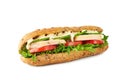 Whole grain sandwich with chicken and vegetables on white Royalty Free Stock Photo