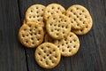 Whole Grain Wheat Round Crackers Royalty Free Stock Photo