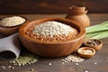 whole grains in a wooden bowl