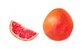 Whole grapefruit with a slice. Illustration with watercolors and markers. Hand drawn isolated art. Healthy food. Clipart Royalty Free Stock Photo
