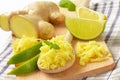 Whole and grated ginger Royalty Free Stock Photo
