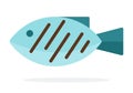 Whole grilled fish vector flat isolated