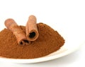 Whole ground cinnamon and stick Royalty Free Stock Photo