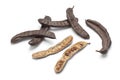 Whole and half Carob pods