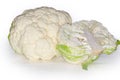 Whole and half of cauliflower head on the light surface Royalty Free Stock Photo