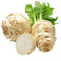whole and half Celeriac isolate Royalty Free Stock Photo