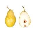 Whole and half cut pear Royalty Free Stock Photo