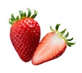Whole and half cut strawberry Royalty Free Stock Photo