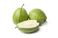 Whole and half fresh guava fruit