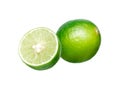 Whole and half fresh lime Royalty Free Stock Photo