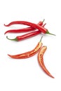 Whole and half fresh red pepper Royalty Free Stock Photo