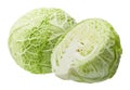 Whole and half green cabbage isolated Royalty Free Stock Photo