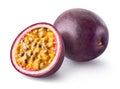 Whole and half passion fruit isolated on white background Royalty Free Stock Photo