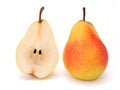 Whole and half pear