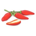 Whole and half of Peri peri peppers. Royalty Free Stock Photo