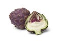 Whole and half purple artichoke