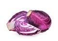 Whole and half red cabbage vegetable isolated on white Royalty Free Stock Photo