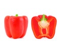 Whole and half red paprika Royalty Free Stock Photo