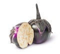 Whole and half round eggplant