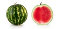 whole and half slice of watermelon isolated Royalty Free Stock Photo