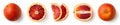 Whole, half and sliced red blood orange fruit Royalty Free Stock Photo