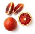 Whole, half and sliced red blood orange fruit Royalty Free Stock Photo