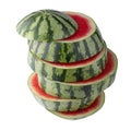 whole and half watermelon isolated on a transparent background