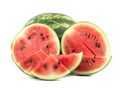 Whole and half watermelon an isolated on white background Royalty Free Stock Photo