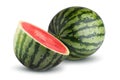 Whole and half watermelon isolated on a white background Royalty Free Stock Photo