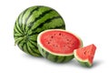 Whole and half watermelon isolated on a white background Royalty Free Stock Photo