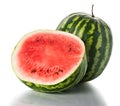 Whole and half watermelon