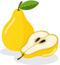 Whole and half yellow pear Royalty Free Stock Photo