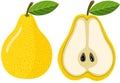 Whole and half yellow pear Royalty Free Stock Photo