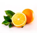 Whole and halved juicy orange Royalty Free Stock Photo