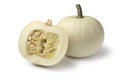Whole and halved white Lumina pumpkin Royalty Free Stock Photo