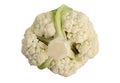 Whole head of the fresh raw cauliflower with clipping path. Cauliflower upside down. Royalty Free Stock Photo