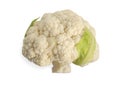 Whole head of the fresh raw cauliflower, close-up on a white background. Royalty Free Stock Photo