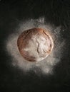 Whole homemade rye bread top view