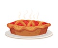 Whole Hot Cranberry Pie With Steam Vector Illustration