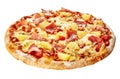 Whole isolated Italian Hawaiian pizza Royalty Free Stock Photo