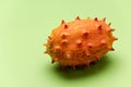 Whole Kiwano or Horned Melon Fruit. Close Up View. Exotic Fruits