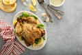 Whole lemon herbs and garlic roasted chicken