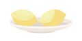 Whole lemons on plate semi flat color vector object