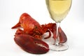 Whole Lobster with Wine Glass Royalty Free Stock Photo