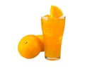 Whole Mandarin oranges and glass of orange juice isolated on white background with clipping path Royalty Free Stock Photo