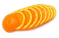 Whole orange fruit and his segments or cantles Royalty Free Stock Photo
